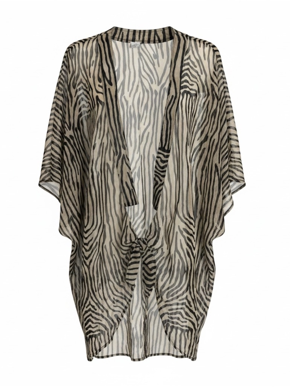 Kelly & Katie Sheer Zebra-Print Kimono Cover-Up in Black and Cream